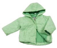Zelenkavá prošívaná šusťáková zateplená bunda s kapucí Topomini