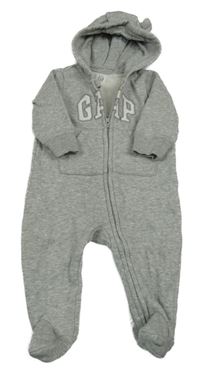 Šedá melírovaná tepláková kombinéza s logem a kapucí GAP