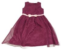 Vínové tylové šaty s mašlí BPC