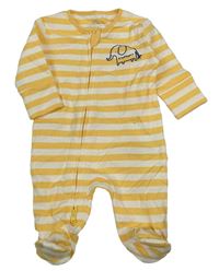 Žluto-bílý pruhovaný overal se slonem Next