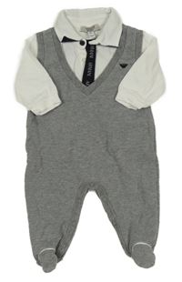 Šedo-bílý teplákový polo overal Armani Baby