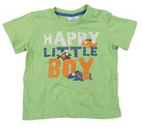 Zelené tričko s rybkami a nápisem Topomini