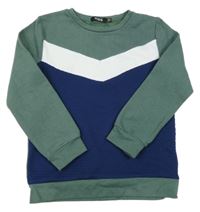 Khaki-tmavomodro-bílá mikina Europe Kids