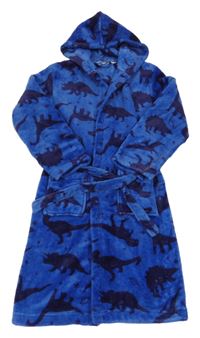 Modrý chlupatý župan s dinosaury a kapucí John Lewis