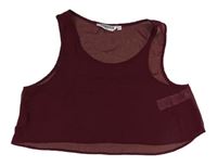 Vínový šifonový crop top New Look