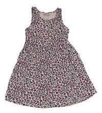 Světlerůžovo-tmavomodré leopardí bavlněné šaty Kiki&Koko