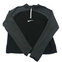 Černo-šedá sportovní crop mikina s logem Nike