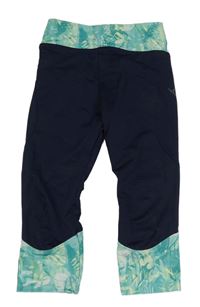 Tmavomodro-zelené sportovní crop legíny Decathlon