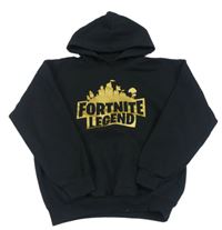 Černá mikina se zlatým potiskem a kapucí - Fortnite