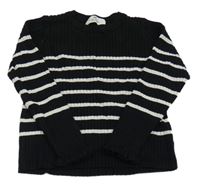 Černo-bílý pruhovaný žebrovaný lehký svetr H&M
