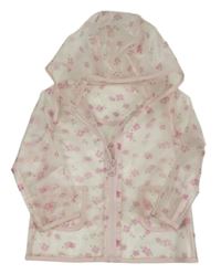 Světlerůžová květovaná pláštěnka s kapucí Dunnes 