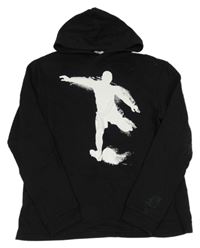 Černá mikina s fotbalistou a kapucí H&M