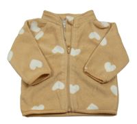 Béžová fleecová propínací mikina se srdíčky ergee