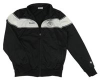 Černá sportovní propínací mikina s bílým pruhem jako