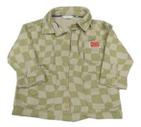 Khaki-béžová kostkovaná tepláková košile s kapsami Next