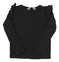 Antracitové leopardí žebrované triko H&M