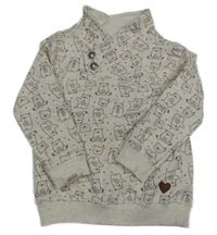 Světlešedá melírovaná mikina s medvědy Topomini