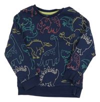 Tmavomodro-barevná mikina s dinosaury Tu