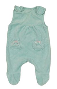 Světlemodré sametové puntíkaté dupačky 