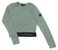 Khaki sportovní crop triko s nápisem 