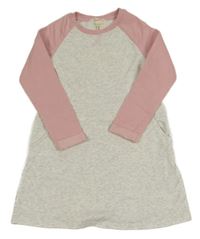 Šedo-růžové teplákové šaty H&M
