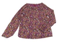 Růžovo-fialové květované šifonové triko S. Oliver