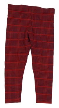 Červeno-tmavomodré kostkované legíny Primark