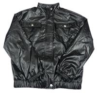 Černá koženková bunda s kapsami shein