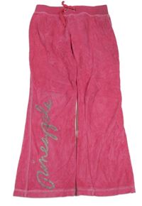 Růžové sametové flare tepláky s nápisem Pineapple