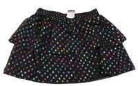 Nové - černá šifonová sukně s barevnými puntíky Primark