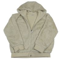 Světlebéžová kožešinová podšitá bunda s kapucí F&F