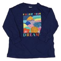 Tmavomodré triko s potiskem Next