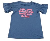 Tmavomodré tričko s nápisem Yigga