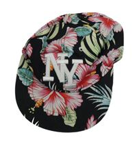 Černo-barevná košile s listy a květy 