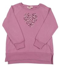 Růžová mikina se srdcem z flitrů 