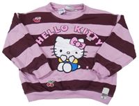 Růžovo-vínová pruhovaná mikina s Hello Kitty Zara