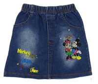 Tmavomodrá riflová sukně s Minnie a Mickeym