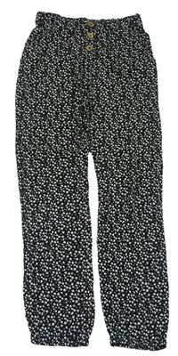 Černé květované lehké kalhoty Primark