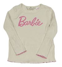 Bílé žebrované triko - Barbie H&M
