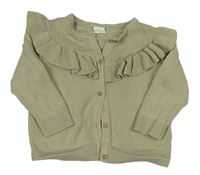 Khaki propínací svetr s volánky H&M