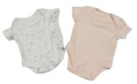 2x - Světlerůžové + bílé body s duhami