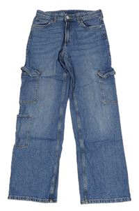 Modré cargo široké rifle H&M