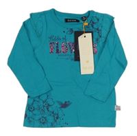 Modré triko s květy a nápisem Blue Seven 