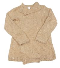 Růžový chlupatý svetrový cardigan s flitry C&A
