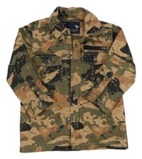 Béžovo-hnědo-khaki-černá army plátěná košilová bunda Next