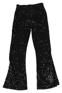 Černé flare třpytivé kalhoty s flitry George