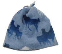Modrá fleecová čepice s koníky 