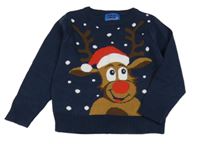 Tmavomodrý svetr se sobem 