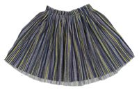 Tmavomodro-barevná pruhovaná třpytivá sukně Name it