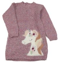 Fialové melírované svetrové šaty s jednorožcem Primark